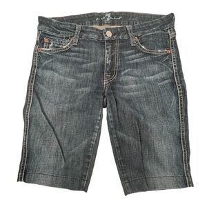 7 For All Mankind Kate Bermuda Distressed Denim Jean Shorts Size 27 Women's